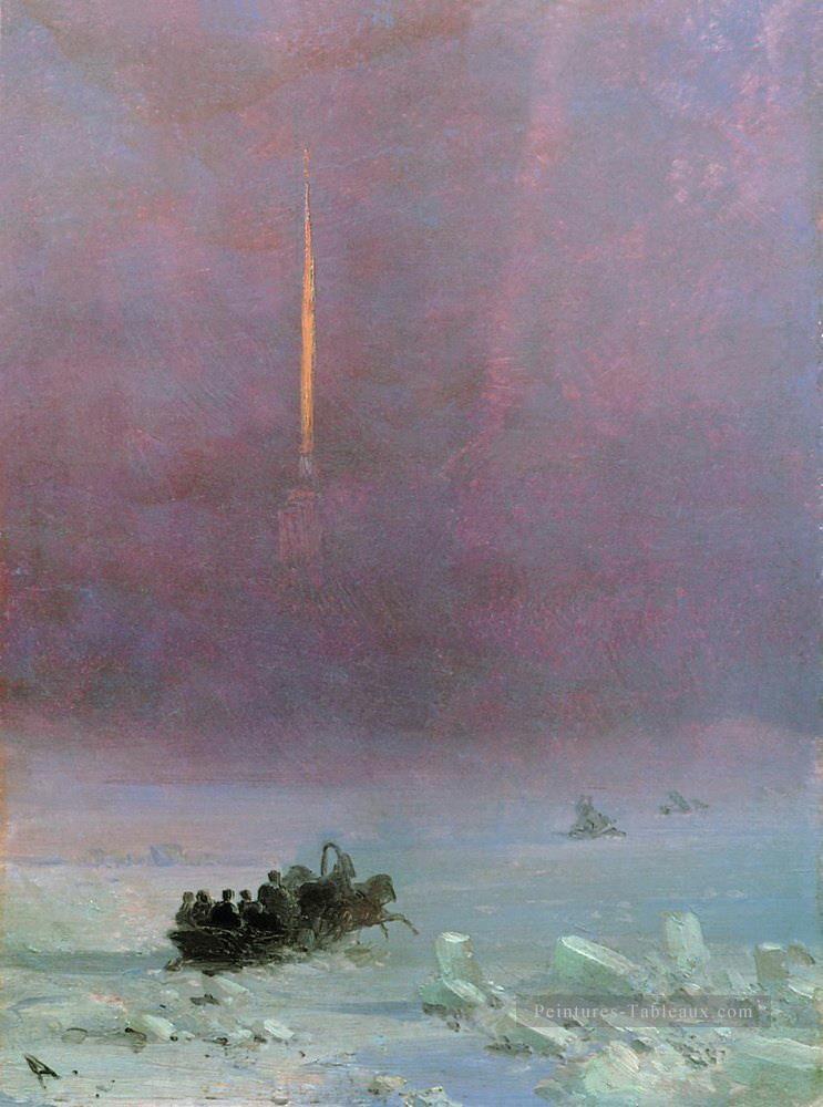 Saint Pétersbourg le traversier à travers la rivière Ivan Aivazovsky Peintures à l'huile